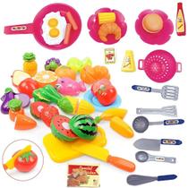 Brinquedo Cozinha Frutas e Legumes Cortáveis com Panelas e Utensilios 32 Peças Brinquedo Cozinha Frutas e Legumes Cortáveis com Panelas e Utensilios 32 Peças