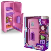 Brinquedo Cozinha Infantil Grande Geladeira Duplex 10pç