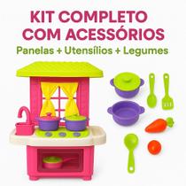 Brinquedo Cozinha Infantil Menina Completa Fogão Grande Geladeira Acessórios