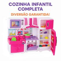 Brinquedo Cozinha Infantil Premium Completa com Fogão Geladeira Microondas