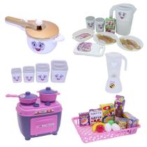 Brinquedo Cozinha Kit Fogão Panela Mercado Jantar Pote 34pç Brinquedo Cozinha Kit Fogão Panela Mercado Jantar Pote 34pç