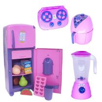 Brinquedo Cozinha Menina Geladeira Liquidificador Fogão 13p Brinquedo Cozinha Menina Geladeira Liquidificador Fogão 13p