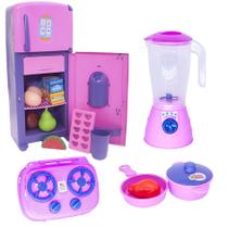 Brinquedo Cozinha Menina Geladeira Liquidificador Fogão 15p Brinquedo Cozinha Menina Geladeira Liquidificador Fogão 15p