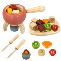 Brinquedo Cozinhar Comidinha Madeira Kit Fondue Acessórios - Newart