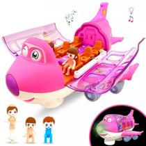 Brinquedo Criança Avião Divertido Musical Luz de Led Passageiros Bate E Volta