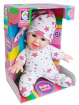 Brinquedo Criança Boneca Baby Fofura Pijaminha e Touca 32cm em Plástico Vinil Corpo Macio Cotiplas