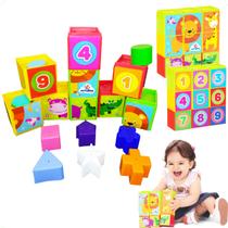 Brinquedo Cubinhos Bebê Crianças 1 Ano Montar Empilhar Didático - MercoToys