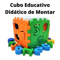 Brinquedo Cubo Mágico Educativo Didático Bloco de Montar Peças Encaixe Menino e Menina Kendy - CUBO EDUCATIVO KENDY BRINQUEDO