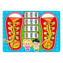 Brinquedo De Amarrar Cadarço Tênis Jogo Sensorial Infantil Educativo Para Crianças