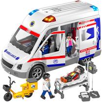Brinquedo de ambulância TEMI Friction Powered com luz e som para crianças de 3 a 8 anos