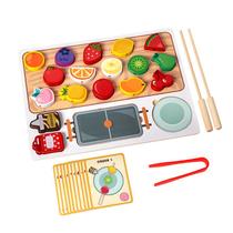 Brinquedo de aprendizagem precoce Wooden Pretend Play Fruit Candy Skewer