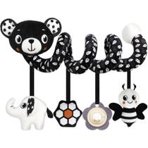 Brinquedo de assento de carro para bebês, preto e branco, Rattle Spiral Hanging Activity, brinquedo para recém-nascidos, meninos e meninas, presentes de qualidade para chá de bebê Bear Brinquedo de assento de carro para bebês, preto e branco, Rattle Spiral Hanging Activity, brinquedo para recém-nascidos, meninos e meninas, presentes de qualidade para chá de bebê Bear
