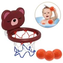 Brinquedo de Banho Infantil Basquetebol Urso com Ventosa Shiny Toys com 3 Bolinhas