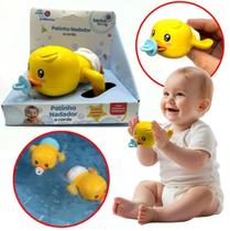 Brinquedo De Banho Pato Patinho Nadador A Corda Polibrinq Brinquedo De Banho Pato Patinho Nadador A Corda Polibrinq