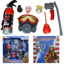 Brinquedo de Bombeiro BPC Fireman Gear - Traje para Role Play Infantil com Extintor e Walkie Talkie