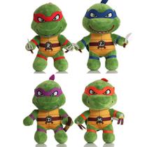 Brinquedo de boneca de pelúcia Green Ninja Turtle, 25 cm, macio, pacote com 4 unidades para crianças