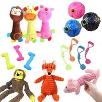 Brinquedo de Cachorro Pet Corda Pelúcia Mordedor Bola Interativa com Apito Som Divertido Mix Cães