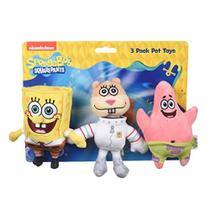 Brinquedo de cachorro SpongeBob SquarePants Pelúcia 6' Bob Esponja, Patrick e Sandy Squeaky p/ cães