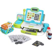 Brinquedo de caixa registradora Pretend Play FS com calculadora, som de 45 unidades