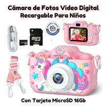Brinquedo de câmera fotográfica de vídeo digital recarregável para crianças