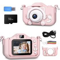Brinquedo de câmera FUAUFAS para meninas de 3 a 8 anos com cartão SD de 32 GB rosa Brinquedo de câmera FUAUFAS para meninas de 3 a 8 anos com cartão SD de 32 GB rosa