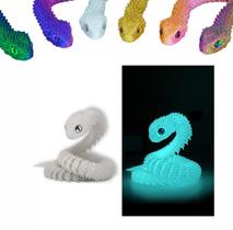 Brinquedo de cobra impresso em 3D azul fluorescente com juntas móveis Brinquedo de cobra impresso em 3D azul fluorescente com juntas móveis