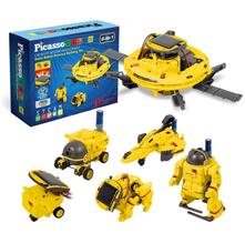 Brinquedo de Construção PicassoTiles STEM 6 em 1 - Robô Movido a Energia Solar