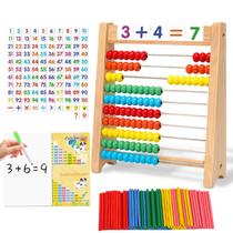 Brinquedo de contagem de 10 fileiras de madeira Abacus Ranqibo para crianças de mais de 3 anos
