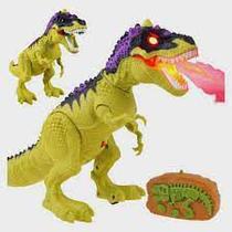 Brinquedo de Controle Remoto Dinossauro Solta Fumaça com Luz