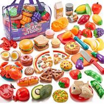 Brinquedo de corte Pretend Play Food LAUGIGLE 78 peças com bolsa de armazenamento