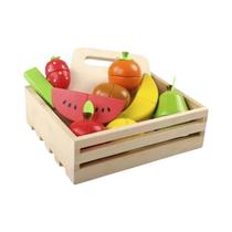 Brinquedo de Cozinha de Madeira Montessori para Crianças - Corte de Frutas e Vegetais