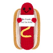 Brinquedo de crochê GIFTIARA Funny Positive Hot Dog Emotional Support Brinquedo de crochê GIFTIARA Funny Positive Hot Dog Emotional Support