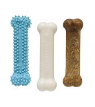 Brinquedo de Dentição Nylabone Blue - Pacote Triplo com Nylon e Guloseimas Brinquedo de Dentição Nylabone Blue - Pacote Triplo com Nylon e Guloseimas
