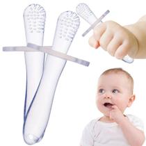 Brinquedo de dentição para bebê AVCONFORT, escova de silicone em formato de anel, kit com 2