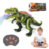Brinquedo de dinossauro com controle remoto LINEQIC T Rex com luz e spray Brinquedo de dinossauro com controle remoto LINEQIC T Rex com luz e spray
