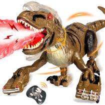 Brinquedo de dinossauro com controle remoto Lozadia T-Rex com spray para crianças Brinquedo de dinossauro com controle remoto Lozadia T-Rex com spray para crianças