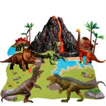 Brinquedo de dinossauro TEMI Volcano com tapete para crianças de 3 a 5 anos com 9 bonecos