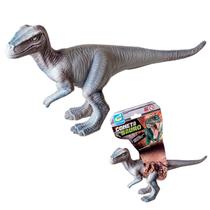 Brinquedo De Dinossauro Velociraptor Cinza Coleção Cometa Sauro Realista 100% Vinil Macio 27cm