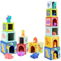 Brinquedo de empilhamento e classificação KMTJT Dinosaur para crianças de 1 a 3 anos