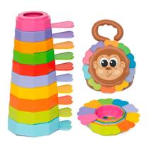 Brinquedo de Empilhar Macaco Colorido Didático Educativo - Mercotoys