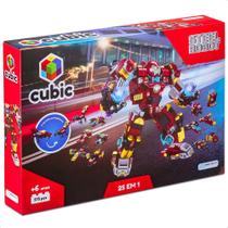 Brinquedo De Encaixe Cubic 25 Em 1 Steel Robot 575 Peças 24 Diferentes Tipos De Veículos + De 6 Anos Multikids - BR1617