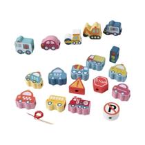 Brinquedo De Enfiar De Madeira Montessori Para Crianças, DIY Com Contas, Animais De Desenho Animado,