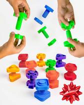 Brinquedo de engenharia Skoolzy, porcas e parafusos de plástico, 24 peças