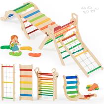 Brinquedo de escalada infantil BlueWood 10 em 1 Pikler Triangle Set