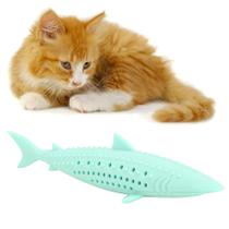 Brinquedo de Escova de Dentes para Gatos SALUTUY - Silicone Resistente à Mordidas em Formato de Peixe