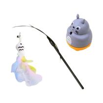 Brinquedo De Gato Engraçado Com Fio De Aço E Pena Para Gatinhos, Bastão Longo Rotativo Para Alívio