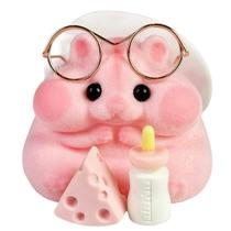 Brinquedo de hamster Squishy Taba feito à mão em silicone, mochi peludo, rosa