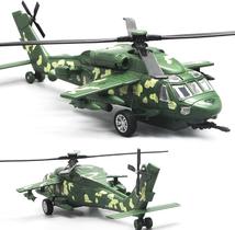 Brinquedo de helicóptero com luzes e sons, avião de metal fundido sob pressão, brinquedos de avião militar Pull Back para crianças