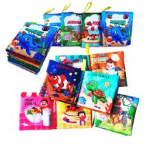 Brinquedo de livro para bebês de tecido macio AMINFUN de 0 a 6 meses (pacote com 4)