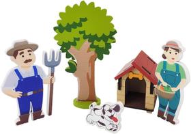 Brinquedo de madeira Coleção Fazendinha - kit fazendeiros